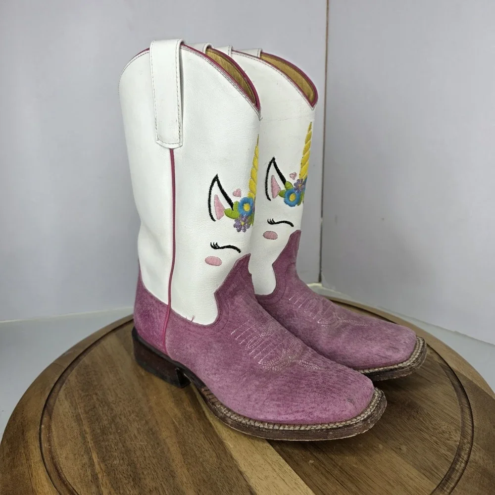 Girls Macie Bean Pink Sinsation Boots Unicorn Embroidery MK9205 Sz‎ 5 Big Kid